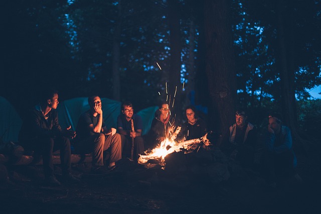 Group of people around a fire
